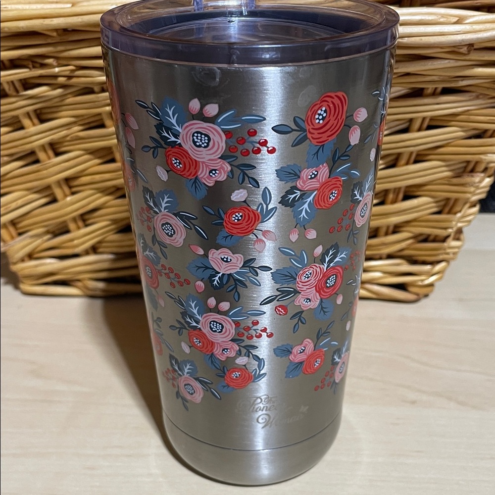 Pioneer Woman Floral Stainless Steel Tumbler - Red and Pink